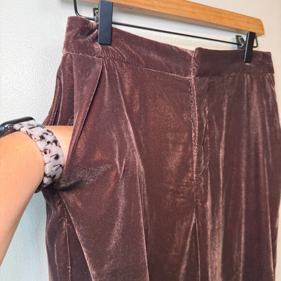 A New Day Women's High Rise Velvet Trouser Pants Brown Size 6 - Picture 3 of 7